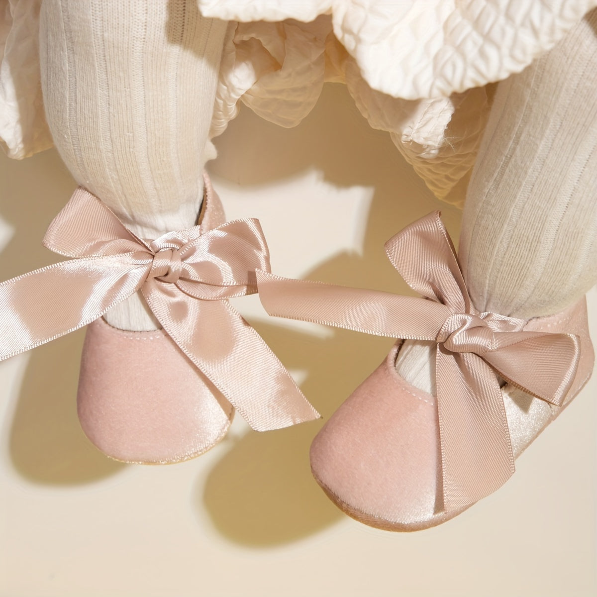 Infant Baby Girls Soft Sole Mary Jane Flats with Bowknot and Rubber Sole