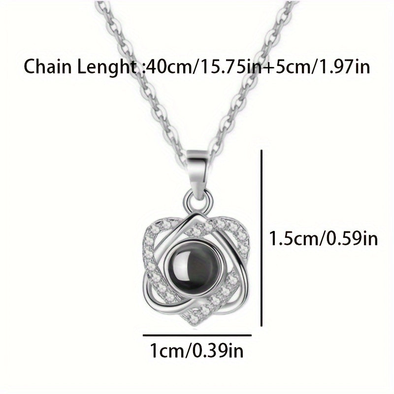 Heart-Shaped Pendant Necklace Titanium Steel Cubic Zirconia Elegant Gift for Women