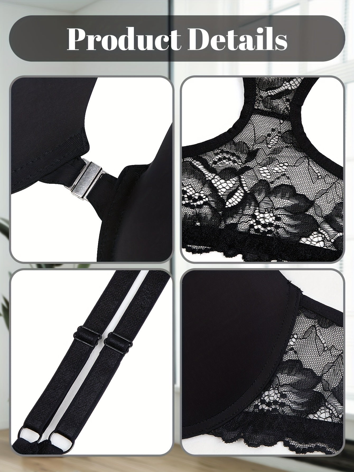 Women's Large Size Glossy Push-Up Bra with Underwire and Solid Color