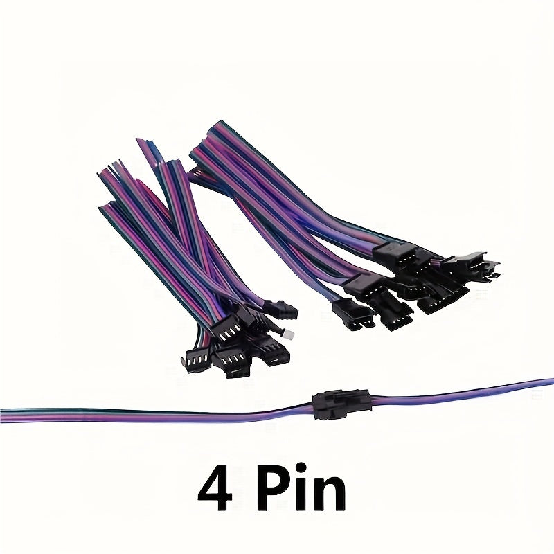 5 Sets of 15cm JST SM Male to Female LED Strip Light Connectors 2P 3P 4P 5P 6P