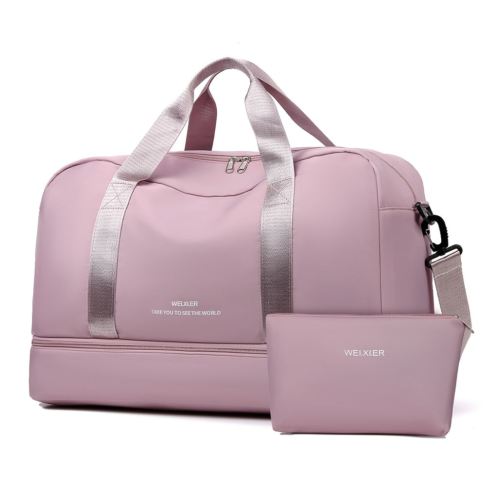 Nylon Travel Duffel Bag Set with Adjustable Straps Shoes Electronics Wet Dry Separation for Gym Beach Business