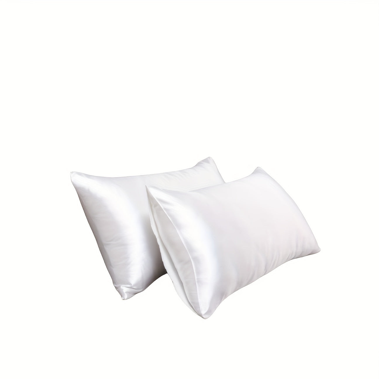 Set of 2 Satin Pillowcases 90g Envelope Closure 100% Polyester Silky Fabric