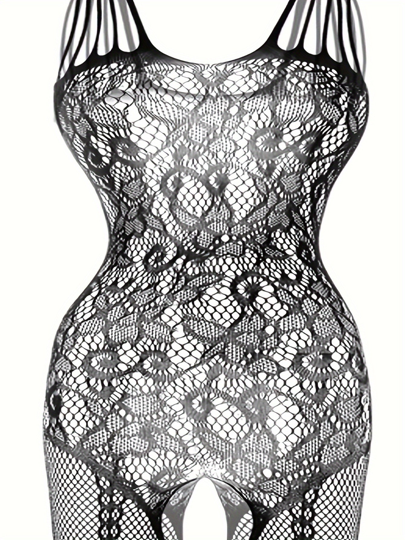 Kattalar uchun ichki kiyimlar to'plami, bodysuit, garter straplar va fishnet paypoq bilan