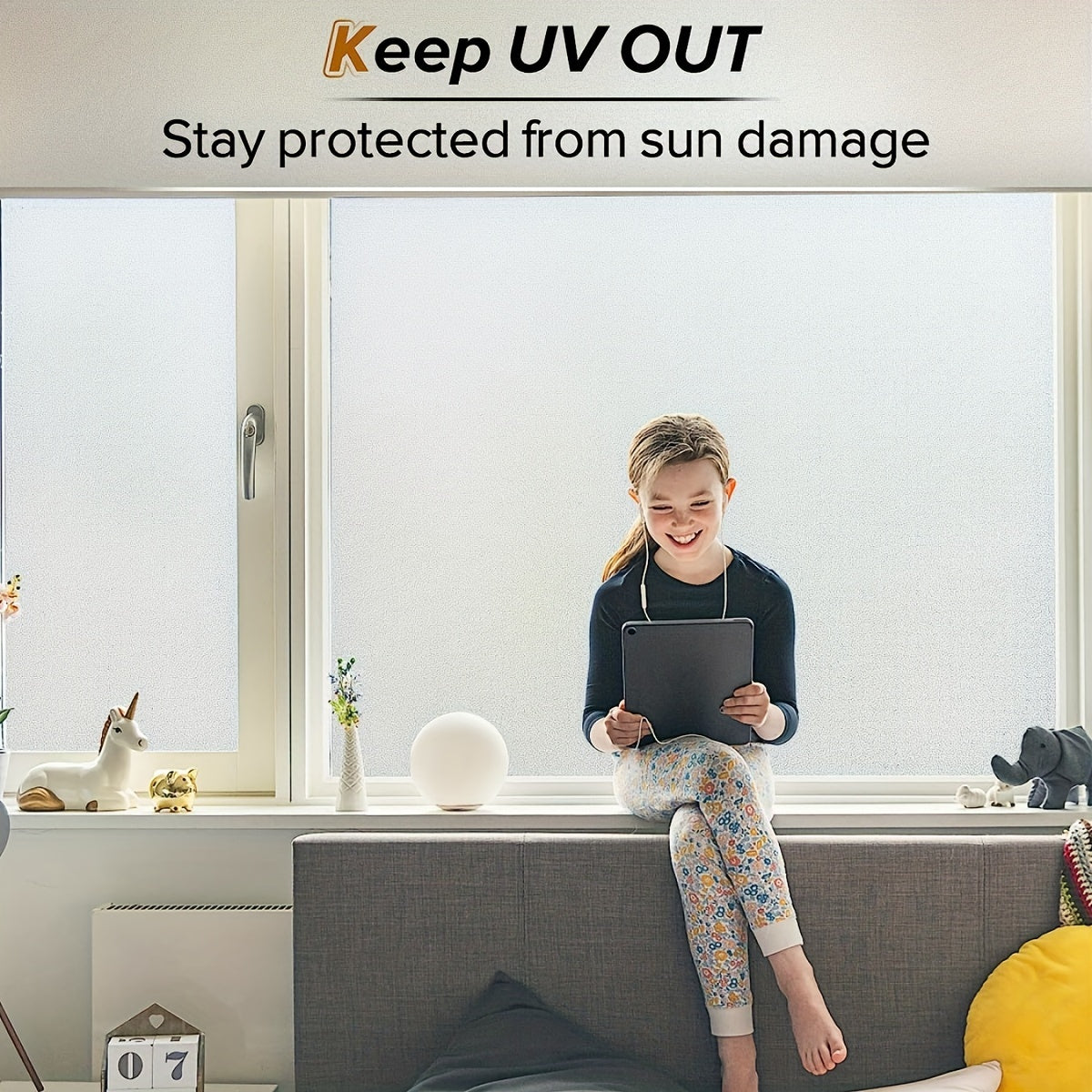 Frosted Glass Window Film for Privacy Anti-Peeping PVC Decorative for Living Room Bathroom