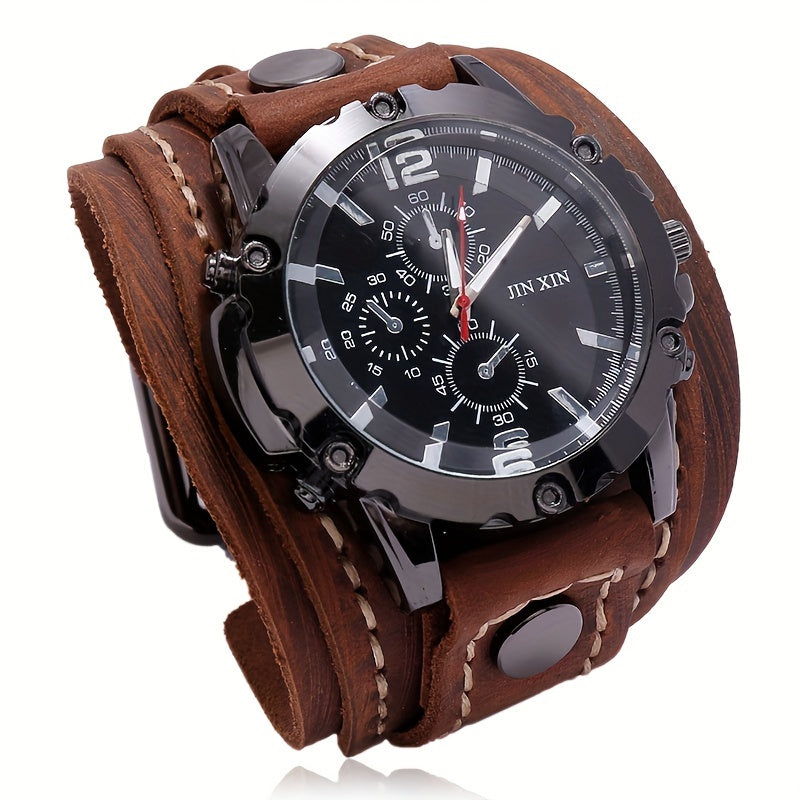 Men's Retro Style Casual Watch with Punk Vintage Design