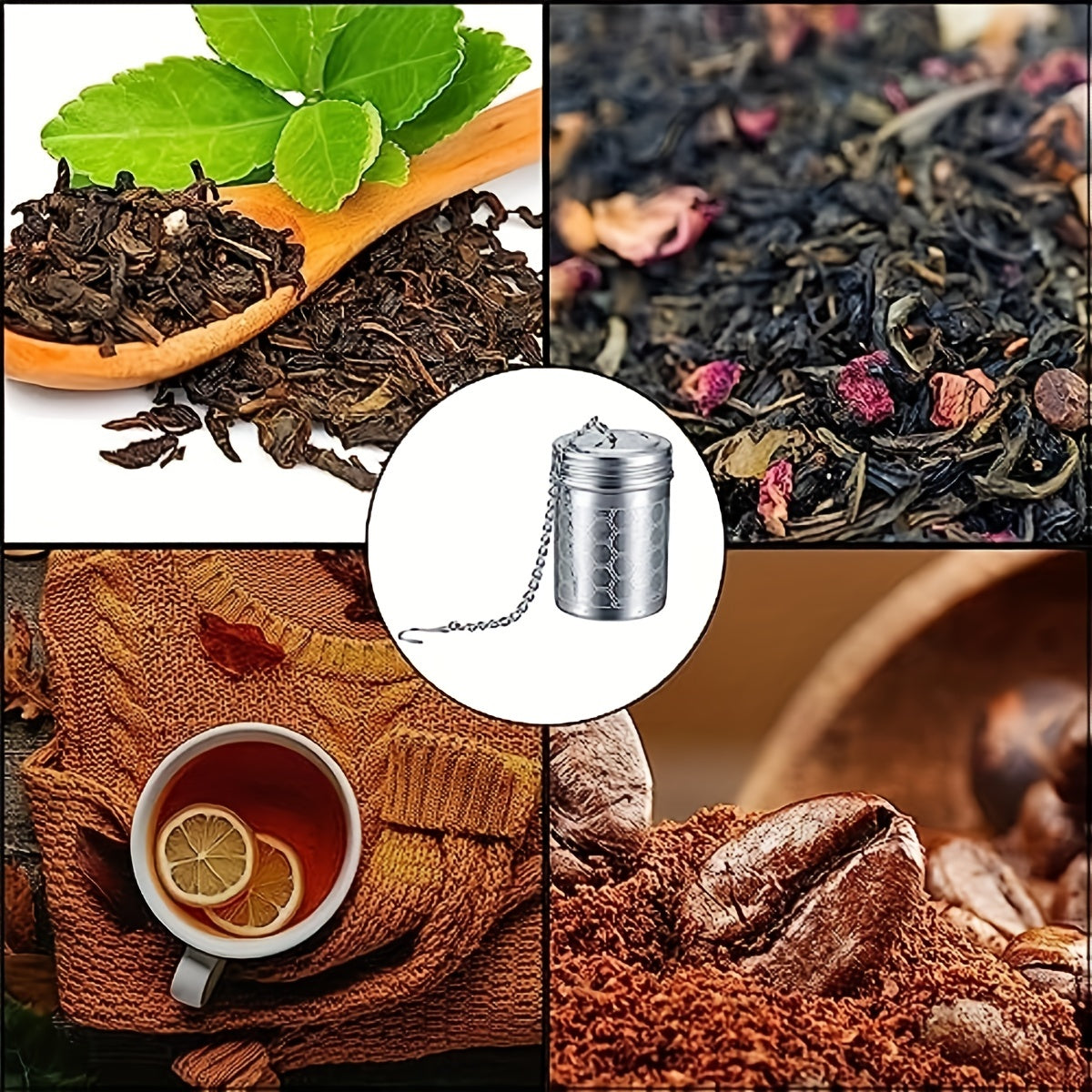 Colador de té de malla extrafina de acero inoxidable para té suelto y condimentos