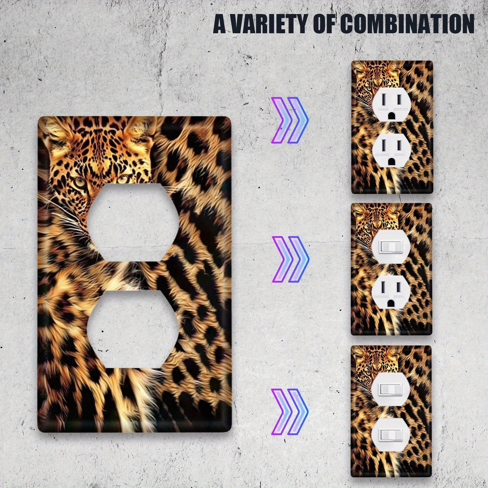 Leopard Fur Print Wall Plate Cover for Indoor and Outdoor Decor
