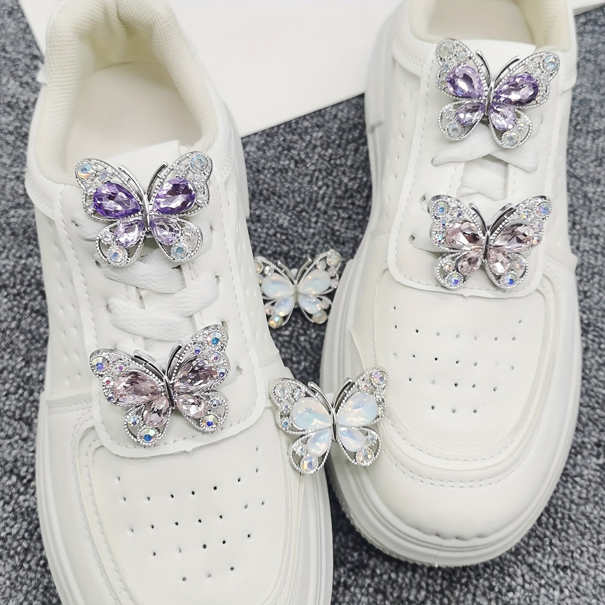 Women Rhinestone Butterfly Shoe Lace Charms Jewelry Shoe Decorations Accessories