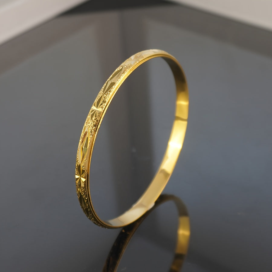 4 ta Bohemia hashamatli bilaguzuklar to'plami, 24K oltin qoplangan mis, 6mm keng, Uniseks dizayn, O'rta Sharq Afrika Dubay uslubi, to'y partiyasi zargarlik sovg'alari uchun ideal, barcha mavsumlar uchun mos