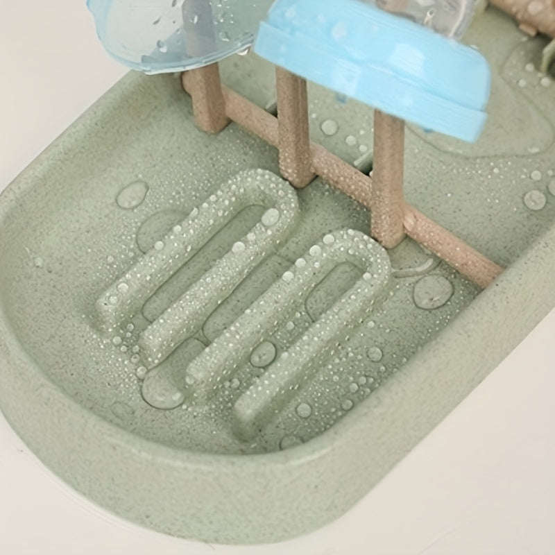 Wheat Straw Milk Bottle Drain Rack with Storage Basket Multi-Functional Kitchen Organizer