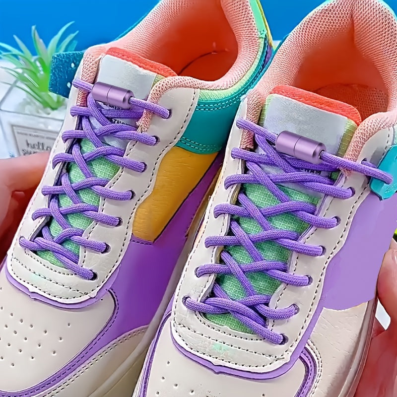 2PCS No-Tie Elastic Shoelaces for Sneakers and Boots Soft Acetate Fiber