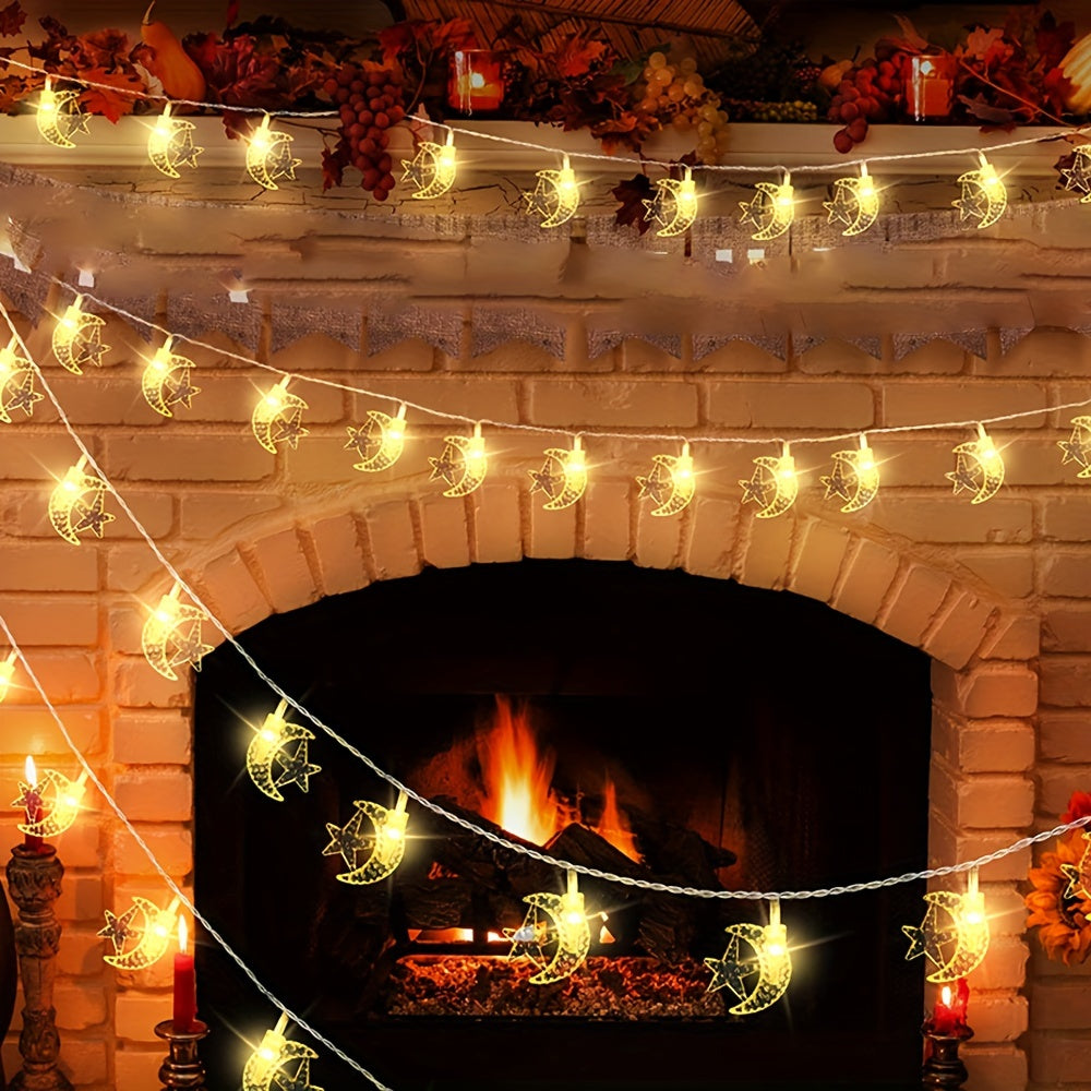 1 dona yulduz va oy pandant chiroqlari bayram daraxti bezash uchun