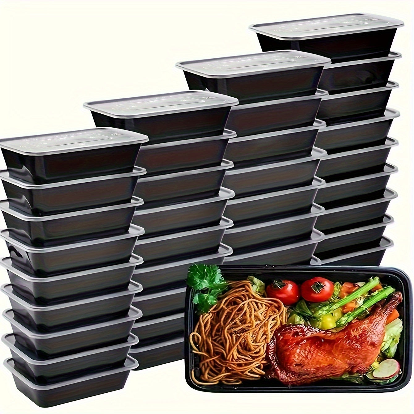 30 Pack 26 Oz Plastic Food Storage Containers with Lids BPA Free Microwave Safe