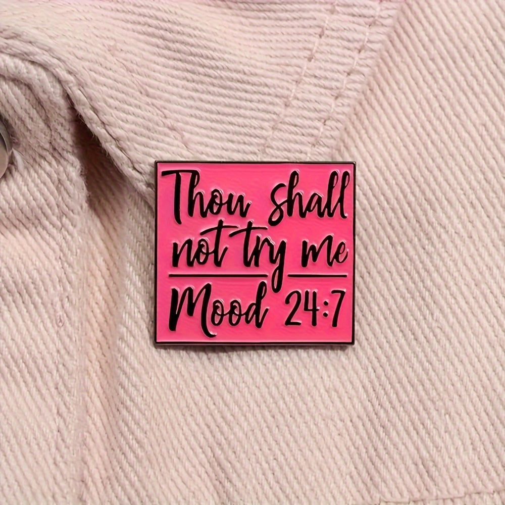 Red Enamel Geometric Brooches with Cartoon Quotes for Hats and Backpacks