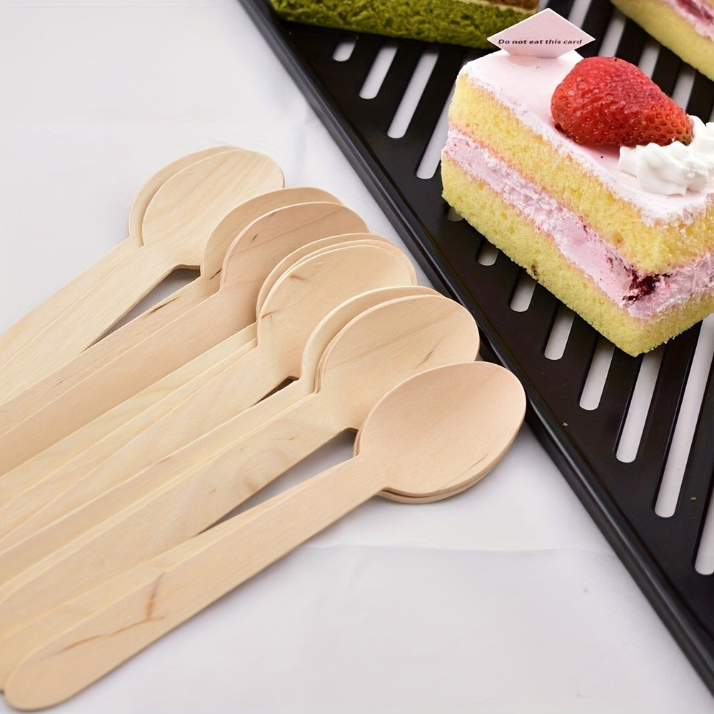 Disposable Wooden Dessert Spoons 5.5 Inch Pack of 40-200 for Weddings Parties