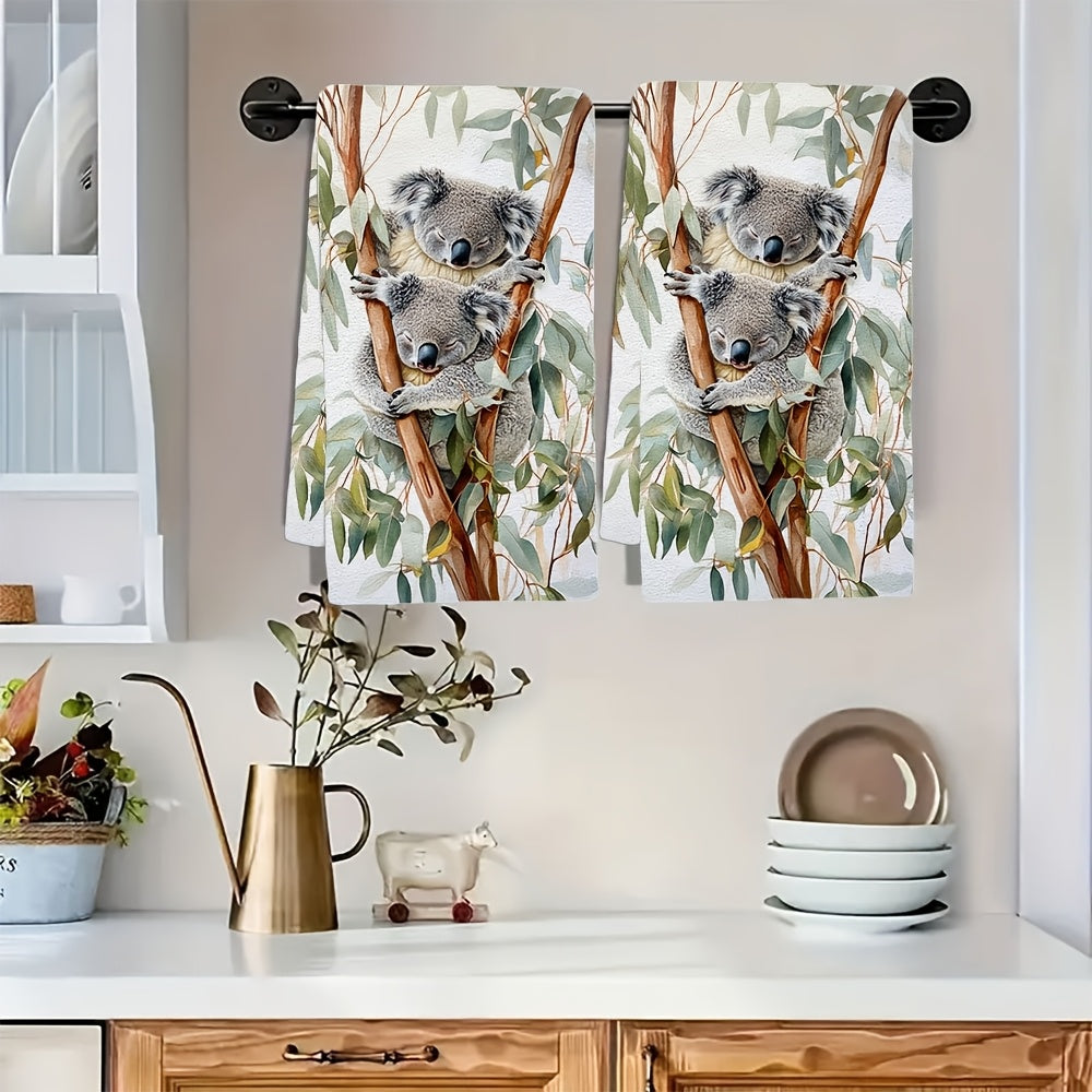 Ultra-Soft Kitchen Towels Koala Eucalyptus Watercolor 40x60cm Absorbent