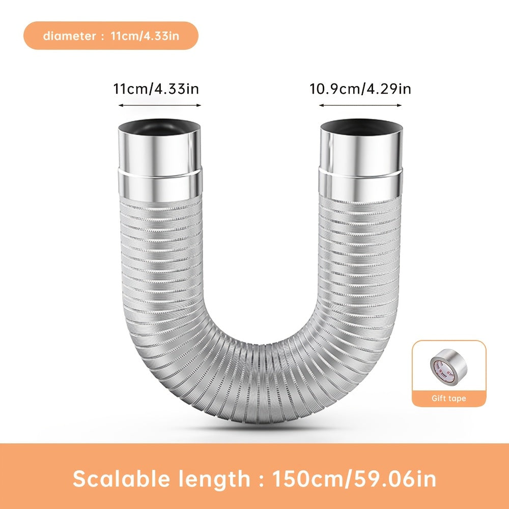 Aluminum Fireplace Chimney Pipe 149.86cm Flexible Ventilation Duct for Stove and Tent