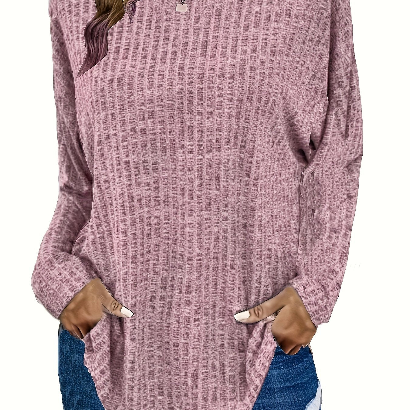 Plus Size Women's Cozy Long Sleeve Pullover Sweater Fall Winter Layering