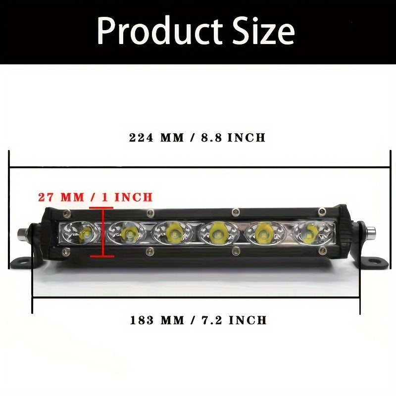 Barra de luz de trabajo LED para coche 17.78cm 6000K Blanco Amarillo todoterreno SUV Barco