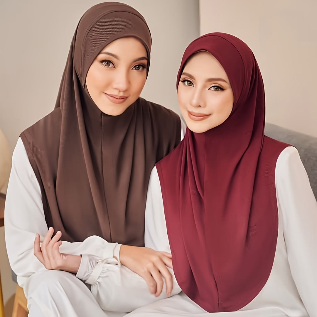 Women's Instant Hijab Solid Color Breathable Polyester for Outdoor Activities