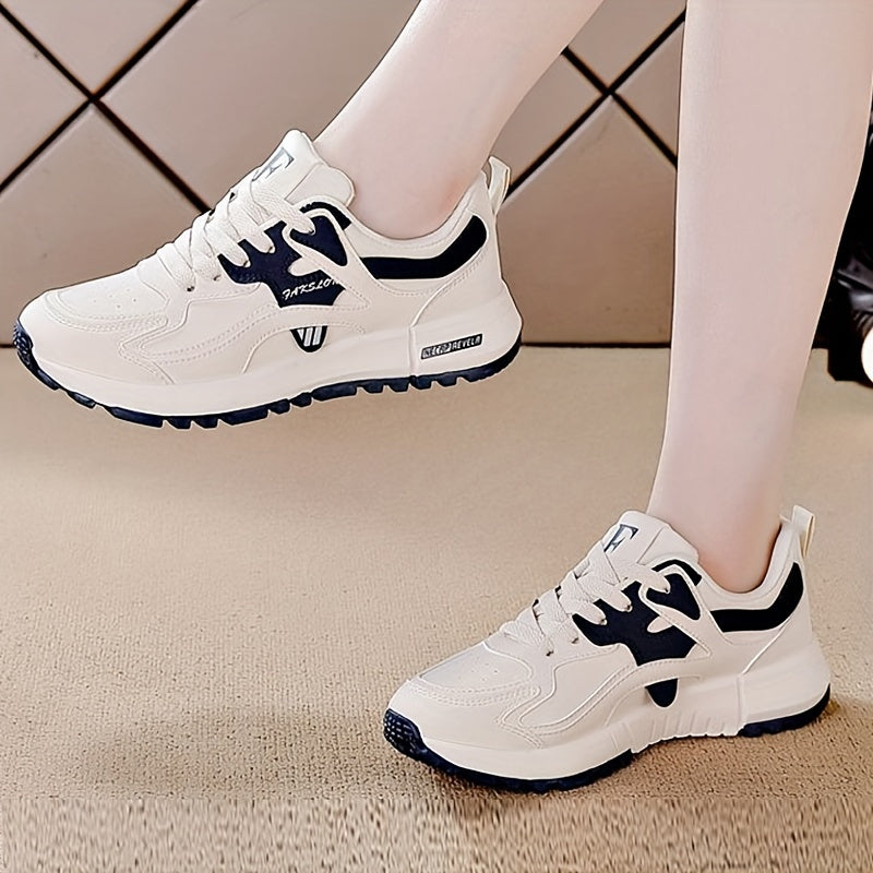 Women's Lightweight Lace-Up Sneakers with Non-Slip Rubber Sole Breathable Fabric Casual All-Season