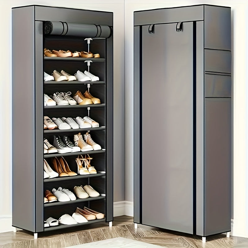 7-Tier Waterproof Metal Shoe Organizer with Zipper for Entryway Bedroom