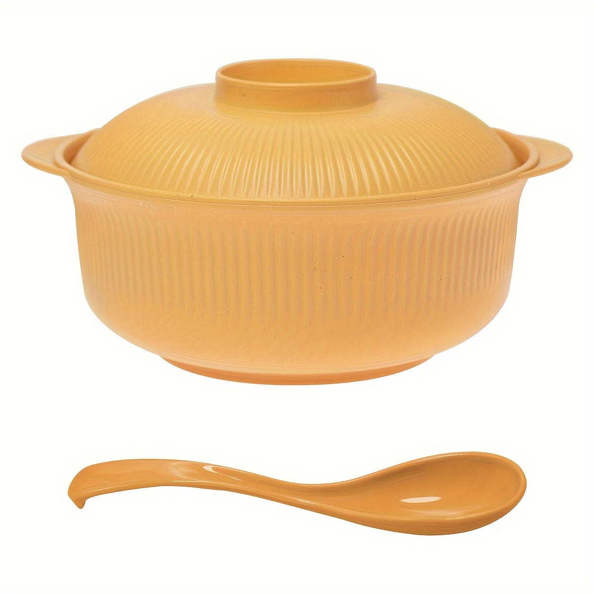 Large Capacity Plastic Food Storage Bowls Set with Lids and Spoons for Soup and Noodles