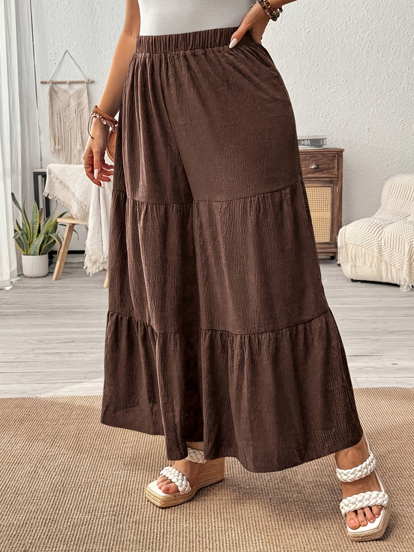 Plus Size Women's Patchwork Cake Skirt Pants Long Trousers