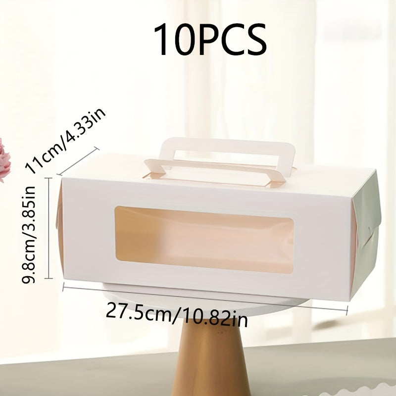 Упаковка из 5/10 коробок для упаковки рулетов для торта с прозрачным окошком, идеально подходит для мусса для рулетов для торта, выпечки ручным способом, а также для упаковки подарков на день рождения и праздники