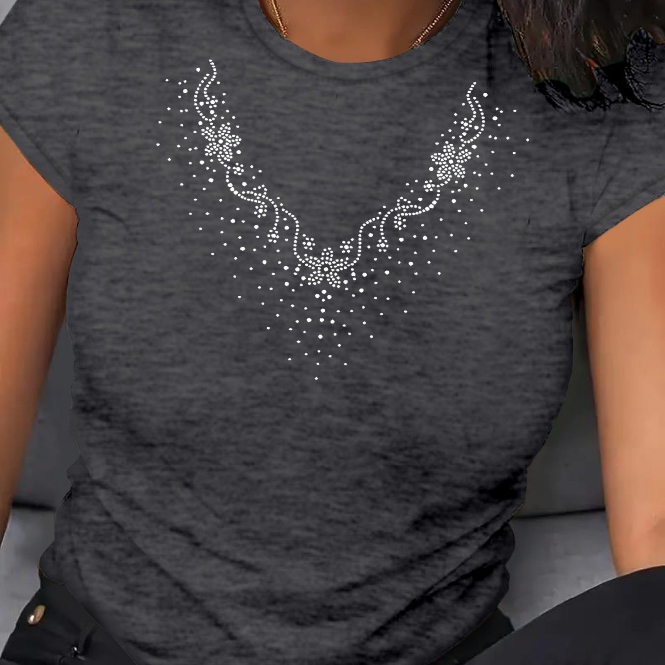 Women's Plus Size Casual T-Shirt Polyester Round Neck Short Sleeve Breathable