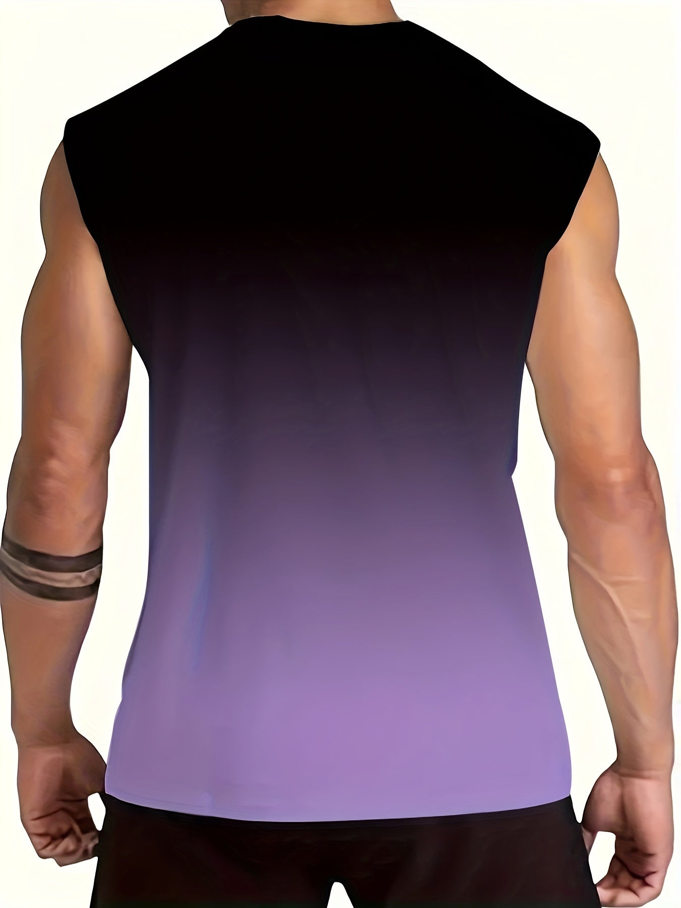 Men's Plus Size Gradient Faith Print Tank Top Black to Teal Summer Fitness Casual Breathable Stretchy