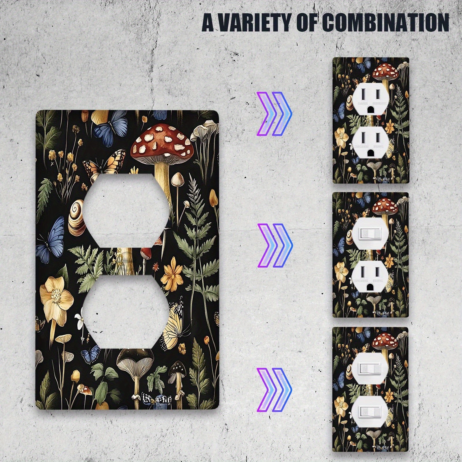 Mushroom Wall Plate for Bedroom and Kitchen Single or Dual Gang Power Outlet Cover