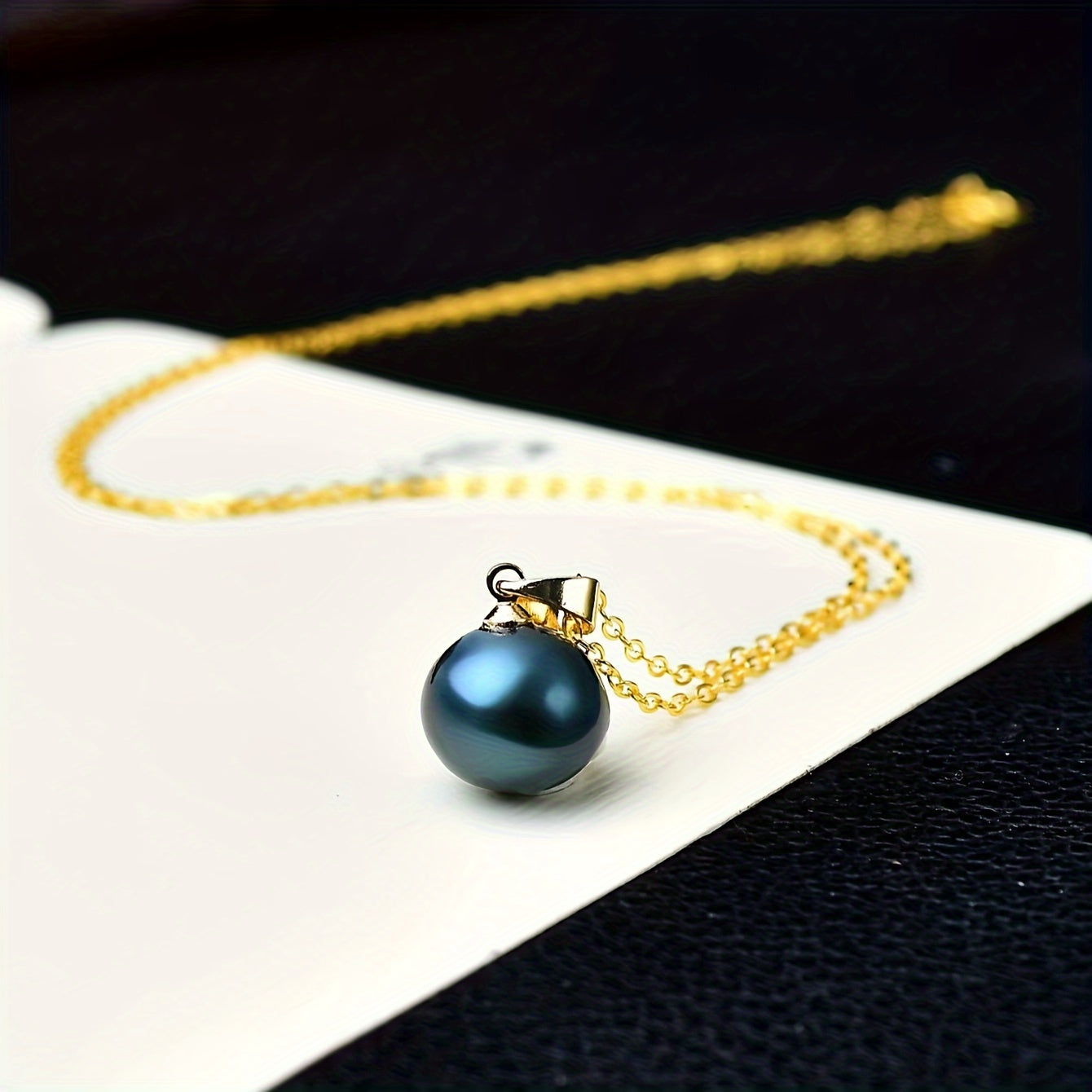 Sterling Silver Black Pearl Pendant Necklace Bohemian Style Gift for Women