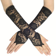 Women's Lace Fingerless Gloves Elbow Length for Weddings and Opera