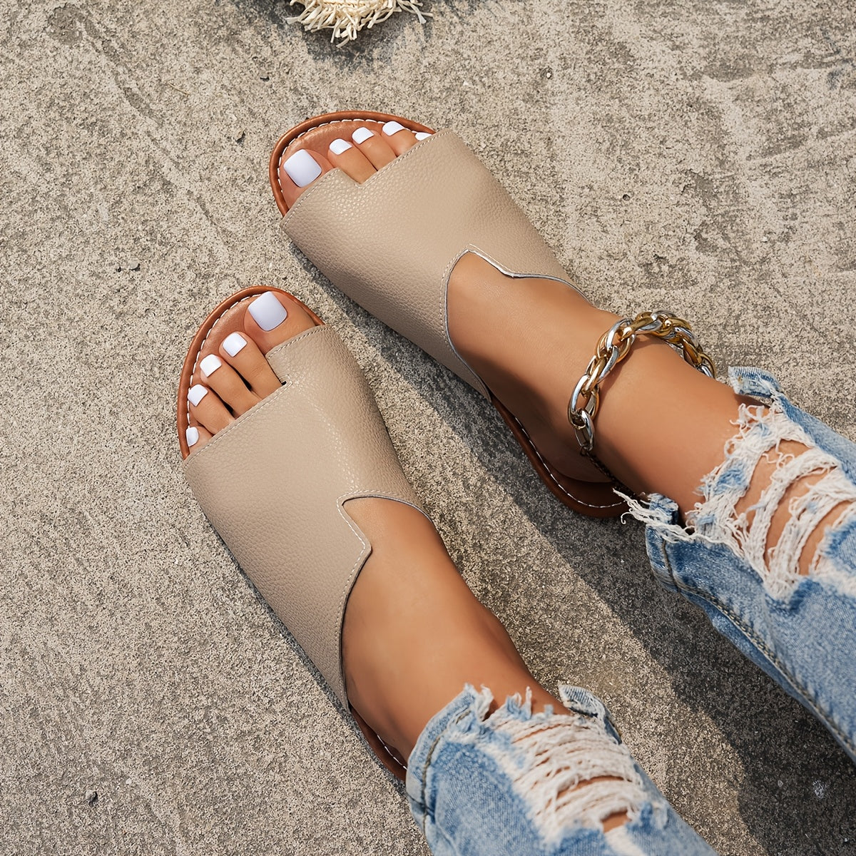 Women’s Summer Slip-On Toe Sandals Breathable Synthetic Casual Beach Shoes