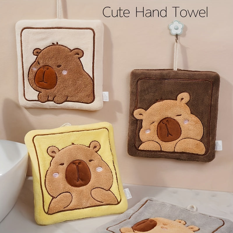 Children's Cartoon Bear Hand Towel Thick Coral Fleece 100% Cotton Soft Absorbent