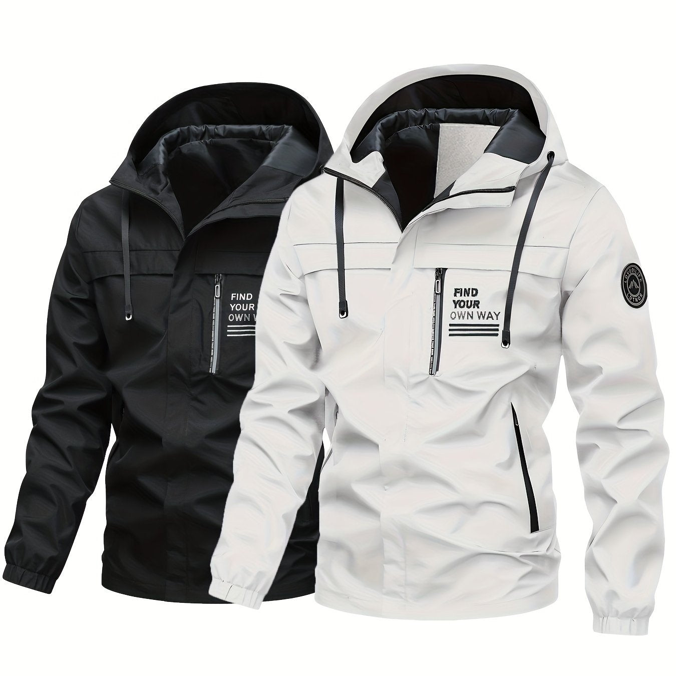 Erkaklar 'O'zingizning yo'lingizni toping' bosma kapüşonli kurtka