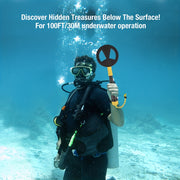 Detector de metales subacuático para buceo y snorkel con alertas LED y de vibración