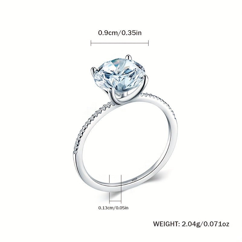 Sterling Silver Solitaire Ring with Zirconia in Silver or Gold Finish for Women