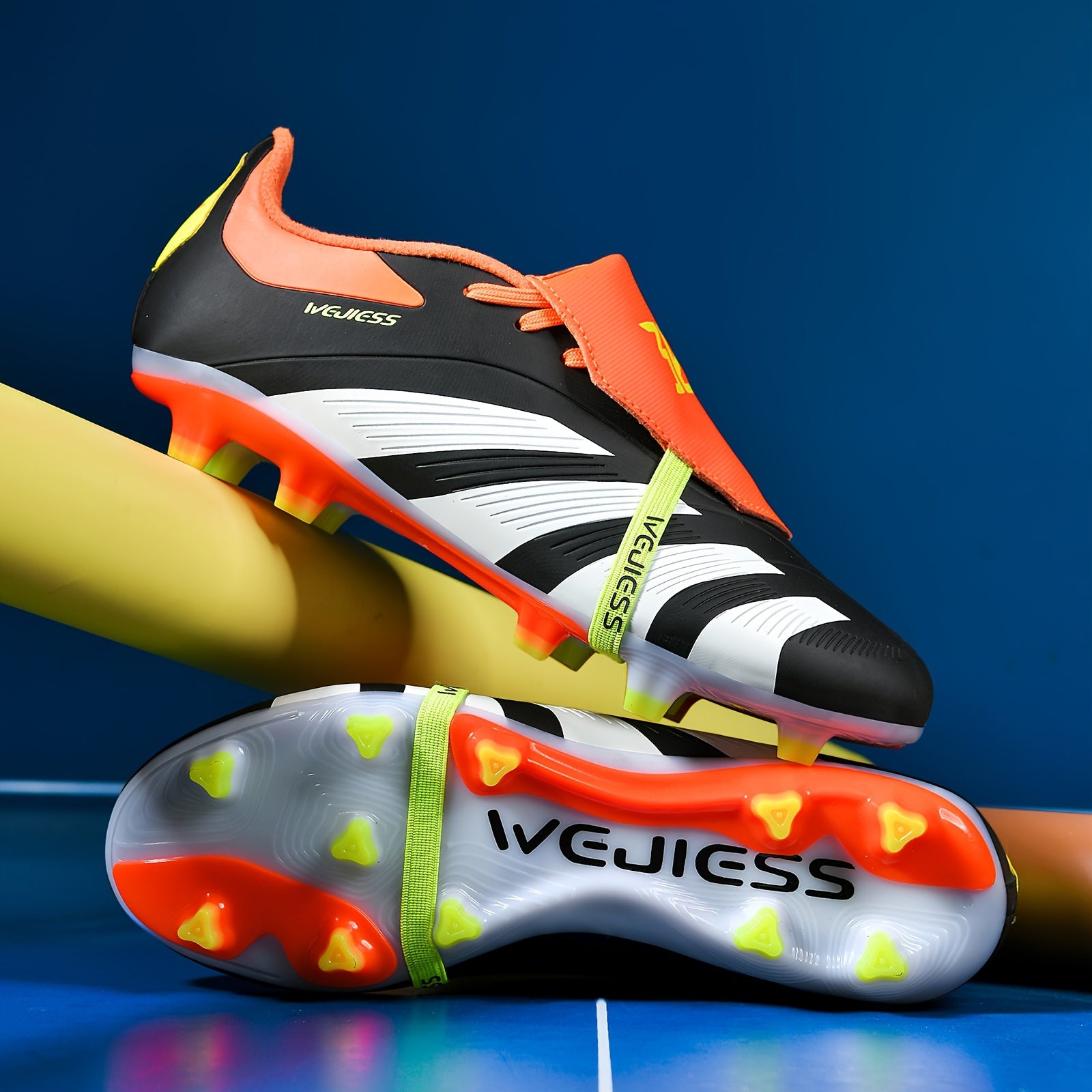 Мужские высокие футбольные бутсы с нескользящей подошвой из TPU, дышащая ткань, стелька, черные в полоску