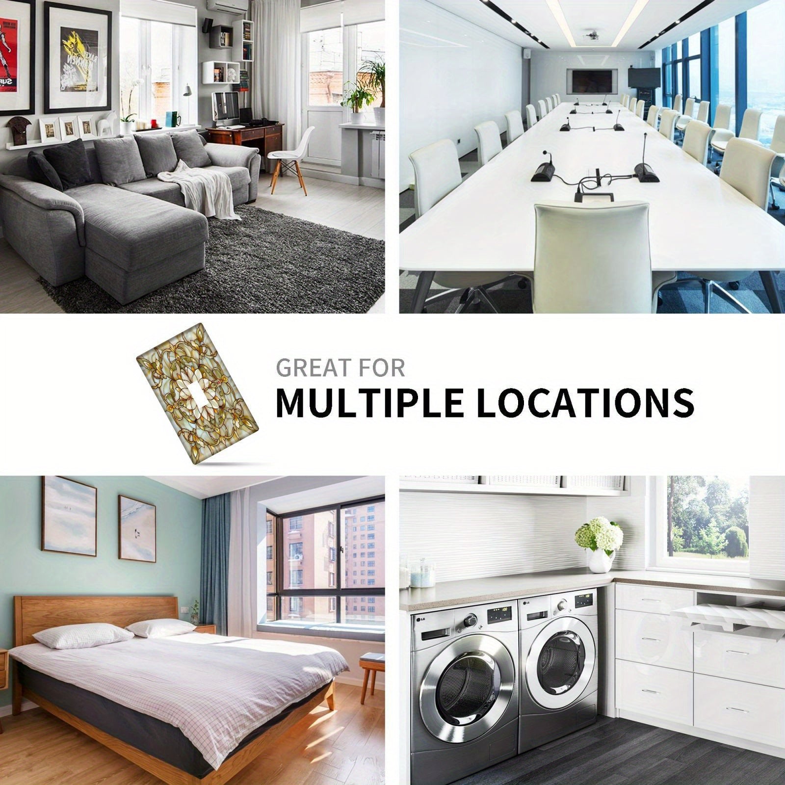 Placa de pared de vidrio emplomado Art Nouveau para interruptor de luz, decoración, cubierta decorativa para pared, dormitorio, cocina, baño