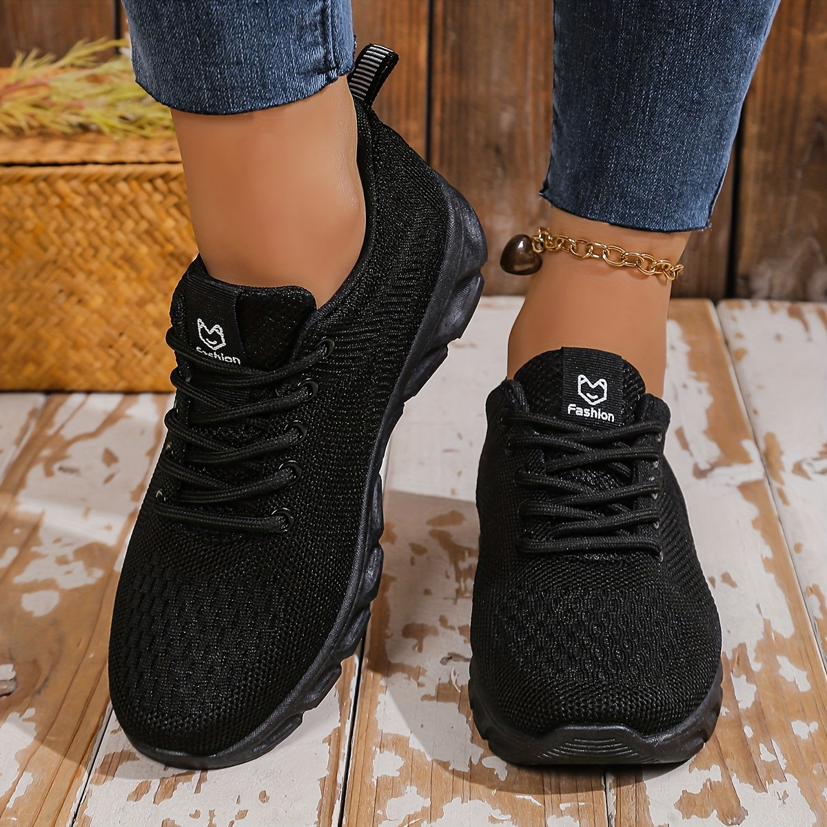 Zapatillas de punto transpirables para mujer - Zapatos casuales para caminar con parte superior de malla y suela de goma