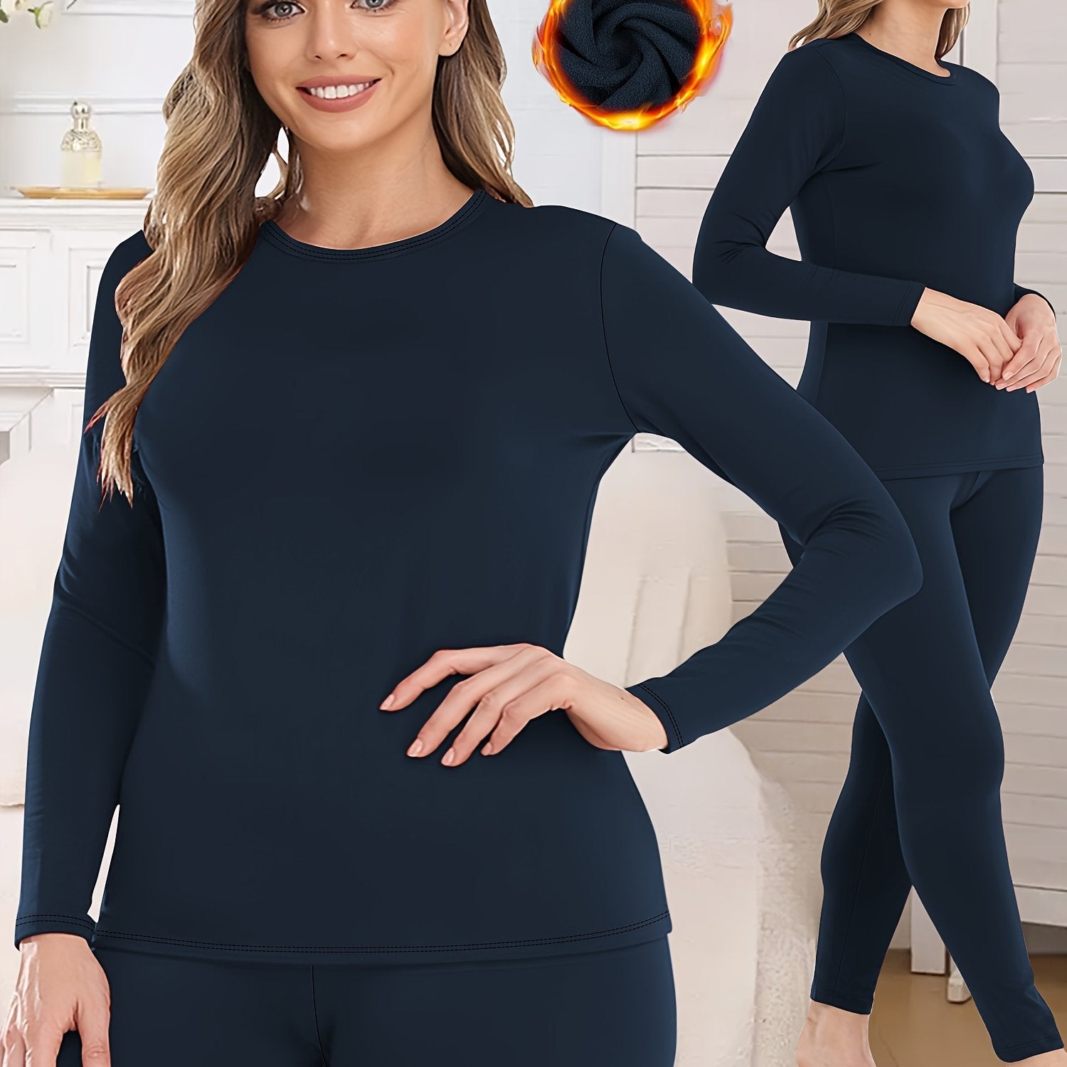 Plus Size Women's Thermal Sportswear Set with Plush Lining