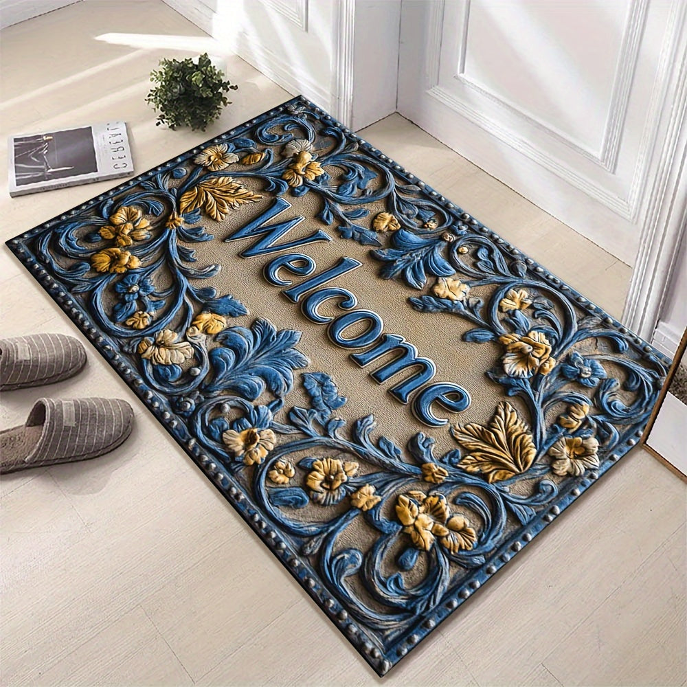 Modern Abstract Line Welcome Doormat Non-Slip Indoor Outdoor Polyester Rug