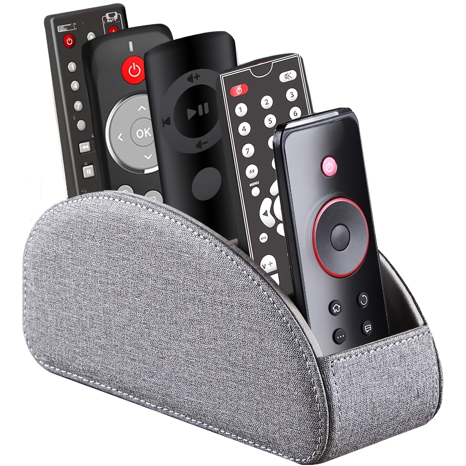 Faux Leather Remote Control Organizer with 5 Compartments for TV Remotes and Controllers