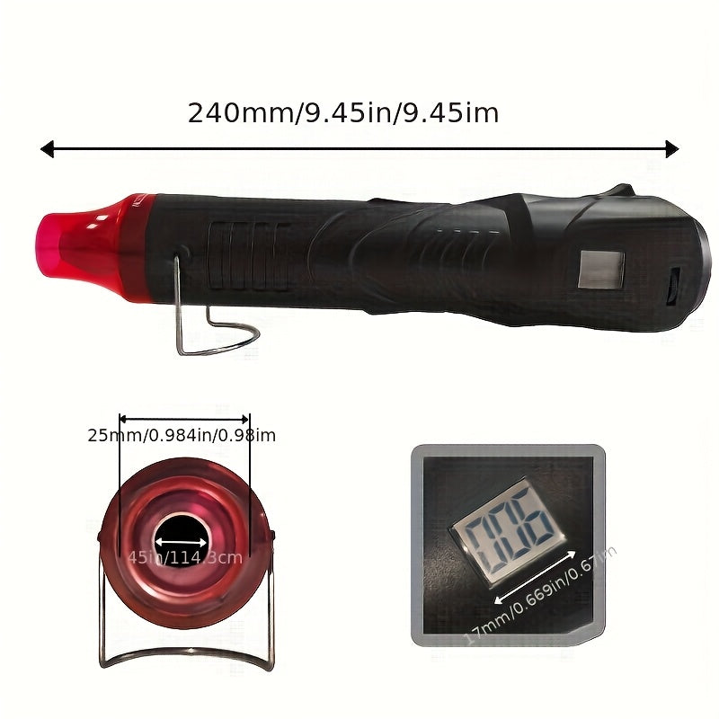 Mini 300W Hot Air Gun with Digital Display for Epoxy Resin Bubble Removal Drying and Shrink Packaging