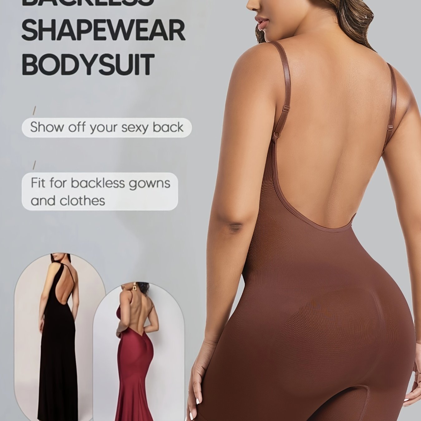 Seamless Backless Shaping Romper for Tummy Control Women Solid Knit Fabric