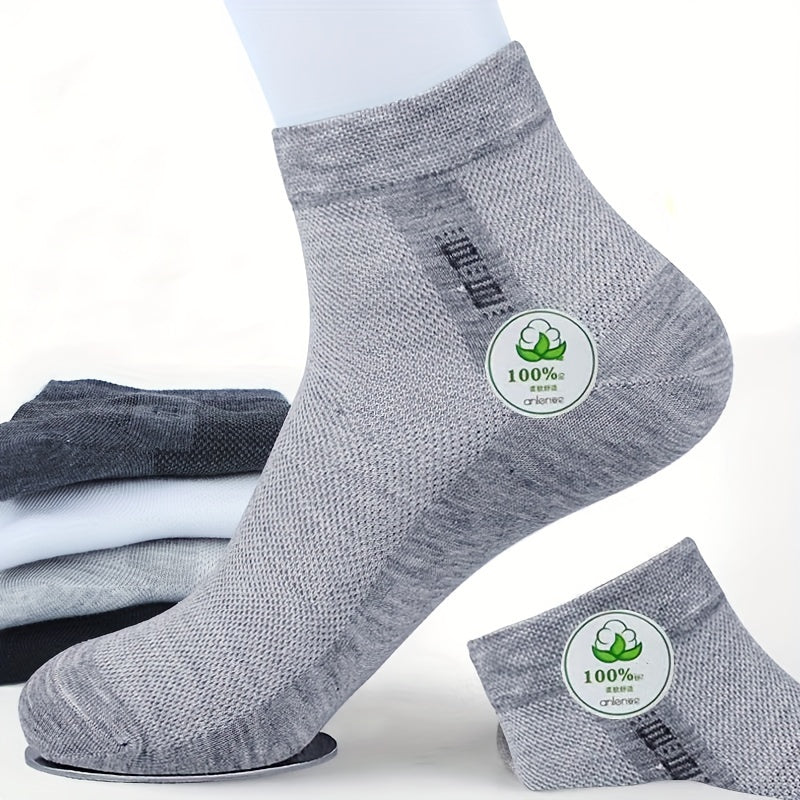 Men's Summer Socks 3 Pairs Breathable Anti-Odor Sweat-Absorbing Cotton