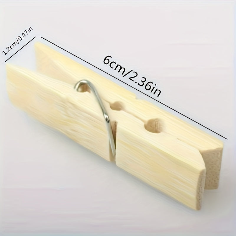 Set of 20 EcoBamboo Wooden Clothespins Weather-Resistant Laundry Clips for Air Drying Clothes