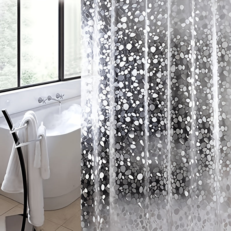 3D Pebble Pattern Shower Curtain Water-Resistant Polyester Easy to Clean Space-Themed Christmas Decor